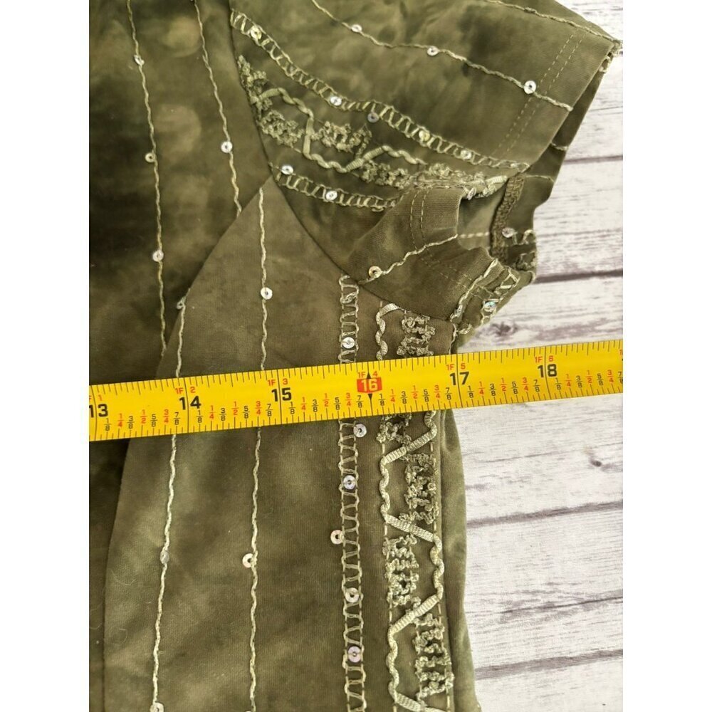 Sami & Jo Plus Green Midi Fit and flare dress Short Sleeve Sequins Fairy Large - Picture 12 of 15